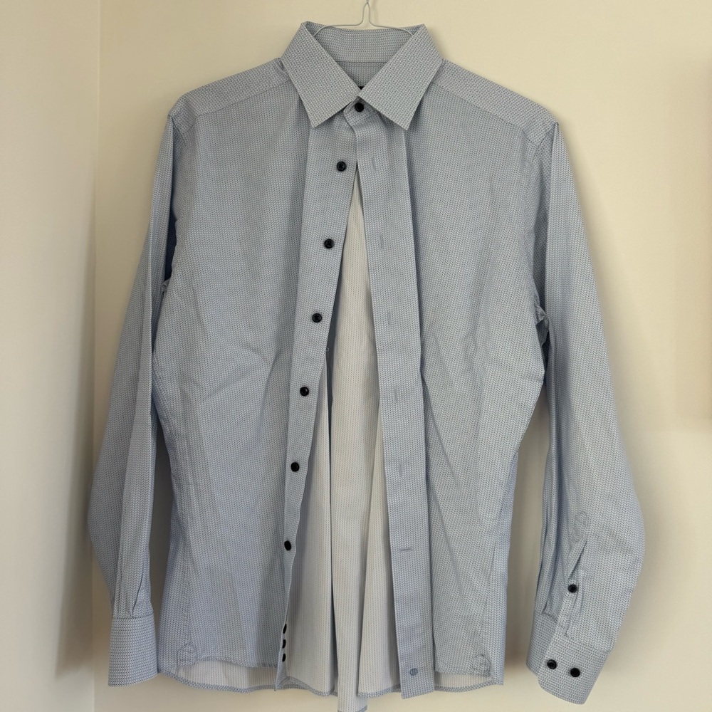 David Donahue Light Blue Casual Button Down Shirt